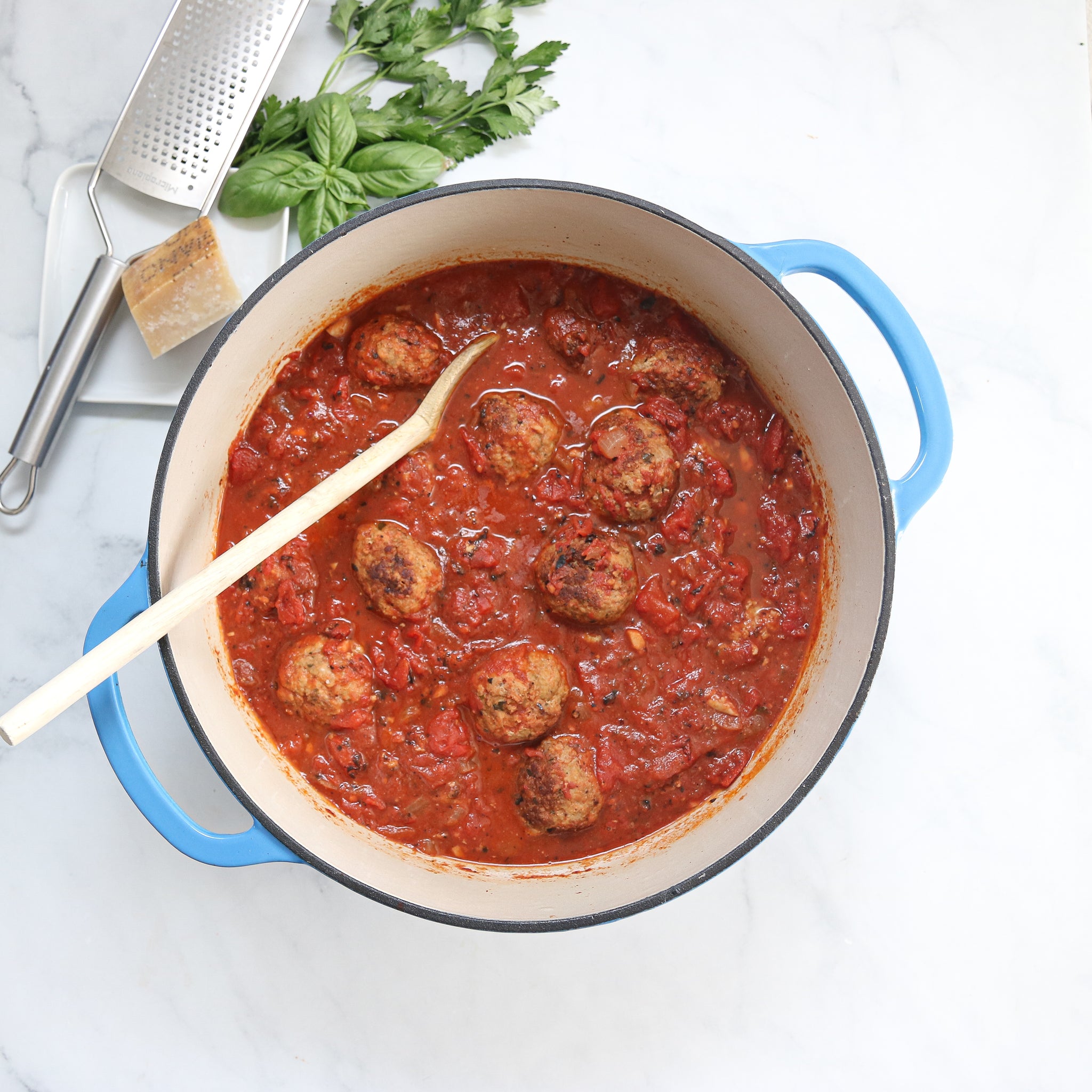 Classic Beef & Pork Italian Meatballs in a Homemade Marinara Sauce