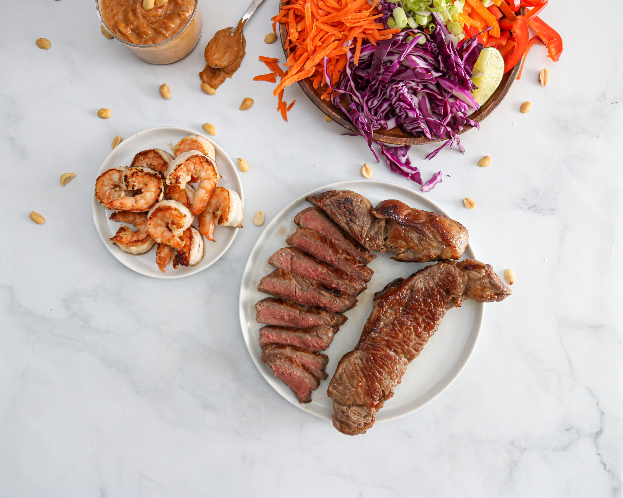 Crunchy Noodle Salad with Steak and Lime Peanut Dressing