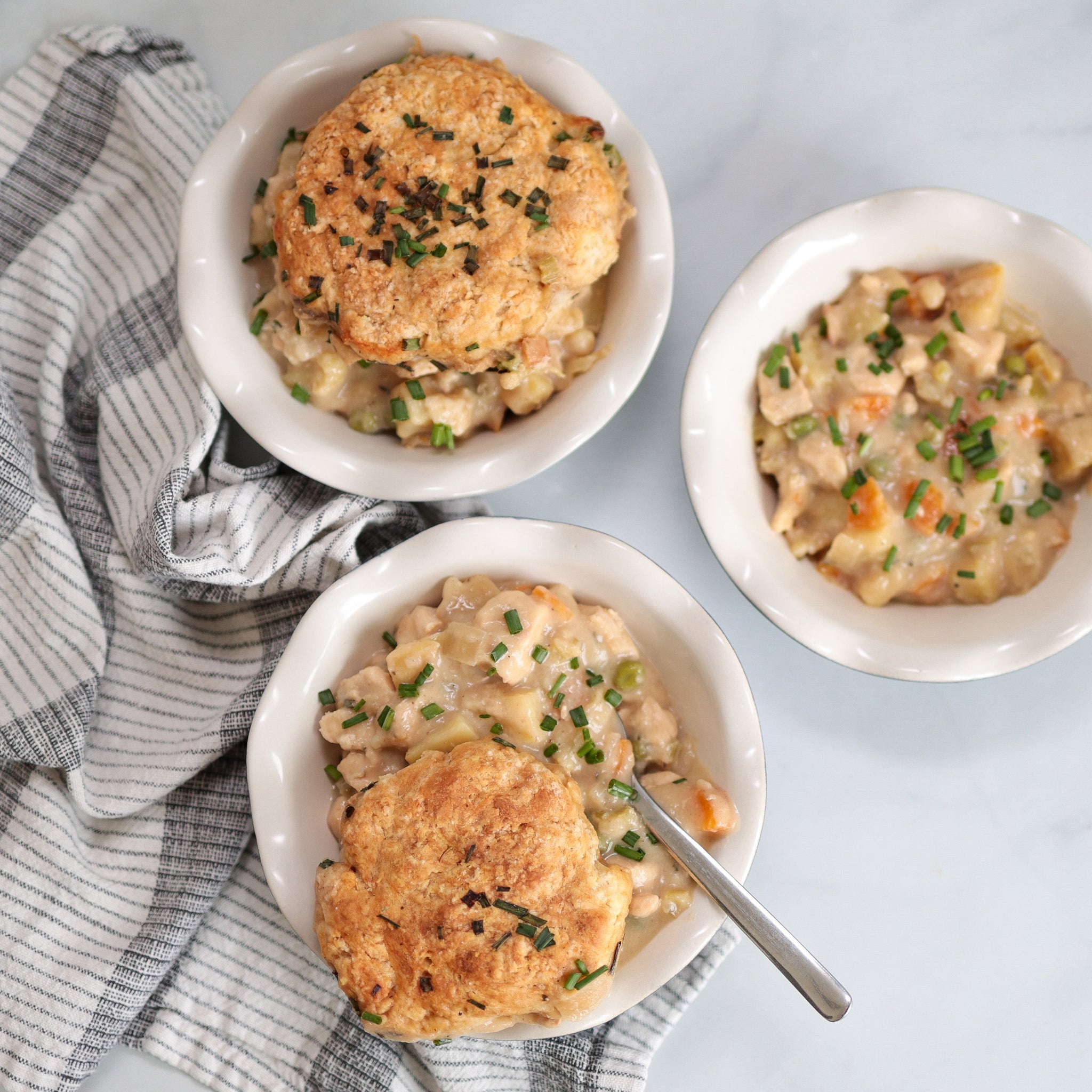 Chicken Pot Pie Skillet with Drop Biscuits