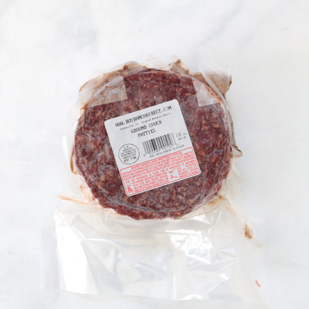 Beef Chuck Burger Patties - 5 oz each, 3 per pack - 1.0 lbs