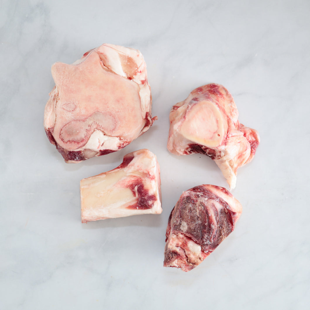 Beef Bones, Mixed Bag (Neck, Knuckle, Marrow) - Multiple Sizes Available